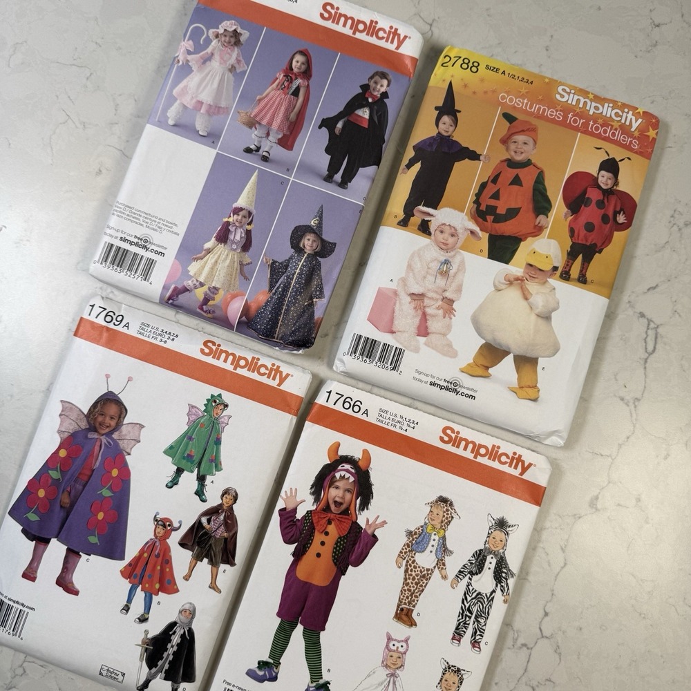 Lot 4 Simplicity Halloween Costume Sewing Patterns Children Toddlers New Uncut